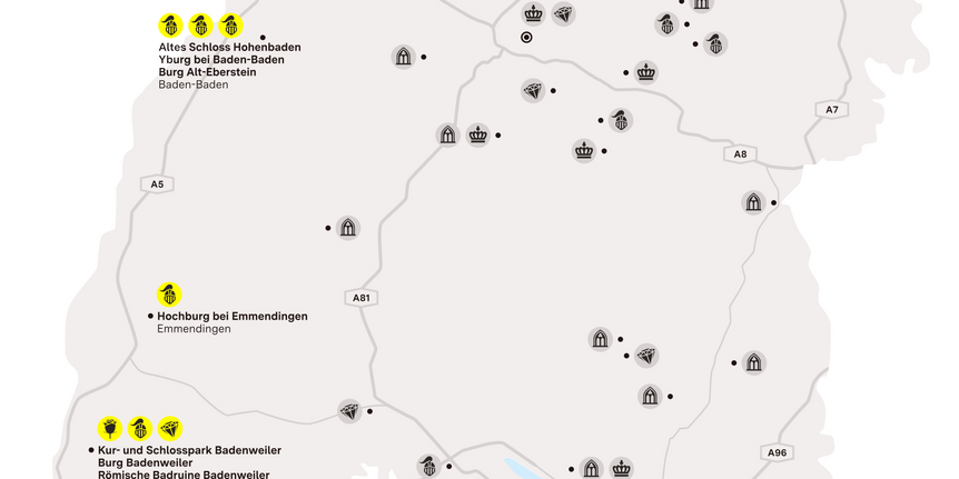 Karte der Region "Geheimnisvolle Ruinen am Oberrhein"